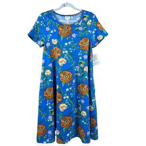 Lularoe Women's Jessie Blue Floral Dress w/ Pockets